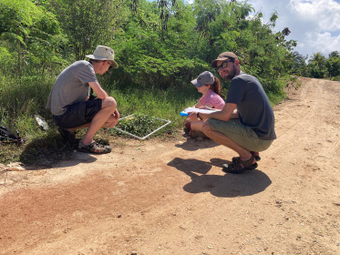 Field surveyors carryign out a Flower-Insect-Timed Count in Anguilla
